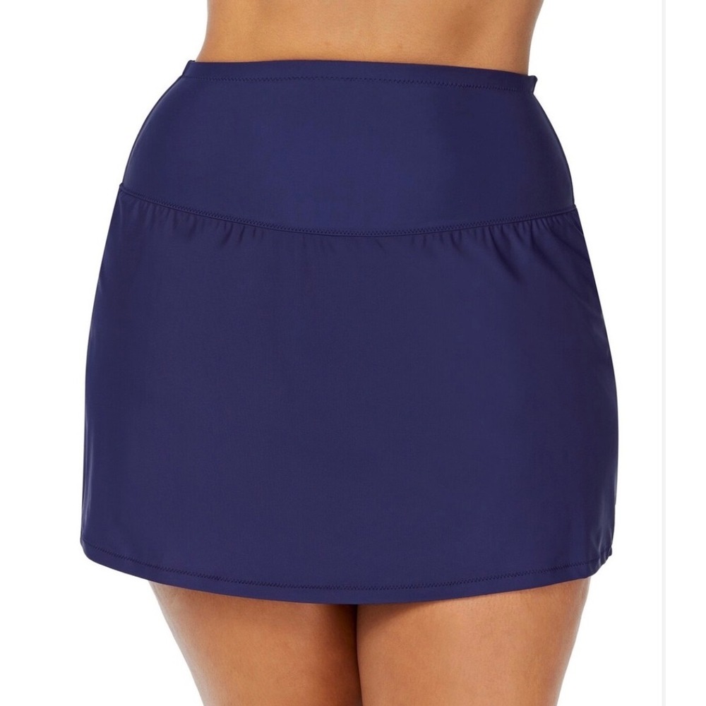 Raisins Curve Navy Swim Skirt Tummy Thinner High Waist Bikini Bottom 22W NEW